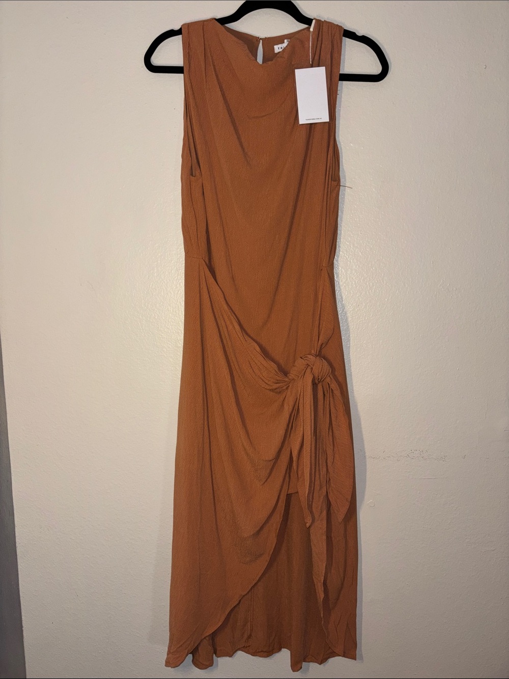 Sleeveless Rust Maxi Dress with Side Knot